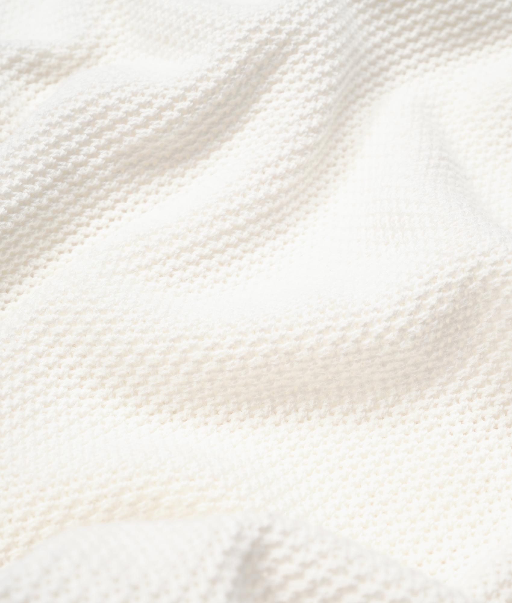 Oversized Loose Gauge Polo Shirt in Off White by MKI MIYUKI ZOKU. EQVVS Detail Shot.