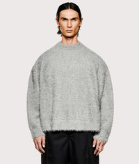 Faux Alpaca Knit Crewneck Jumper: Charcoal Melange 