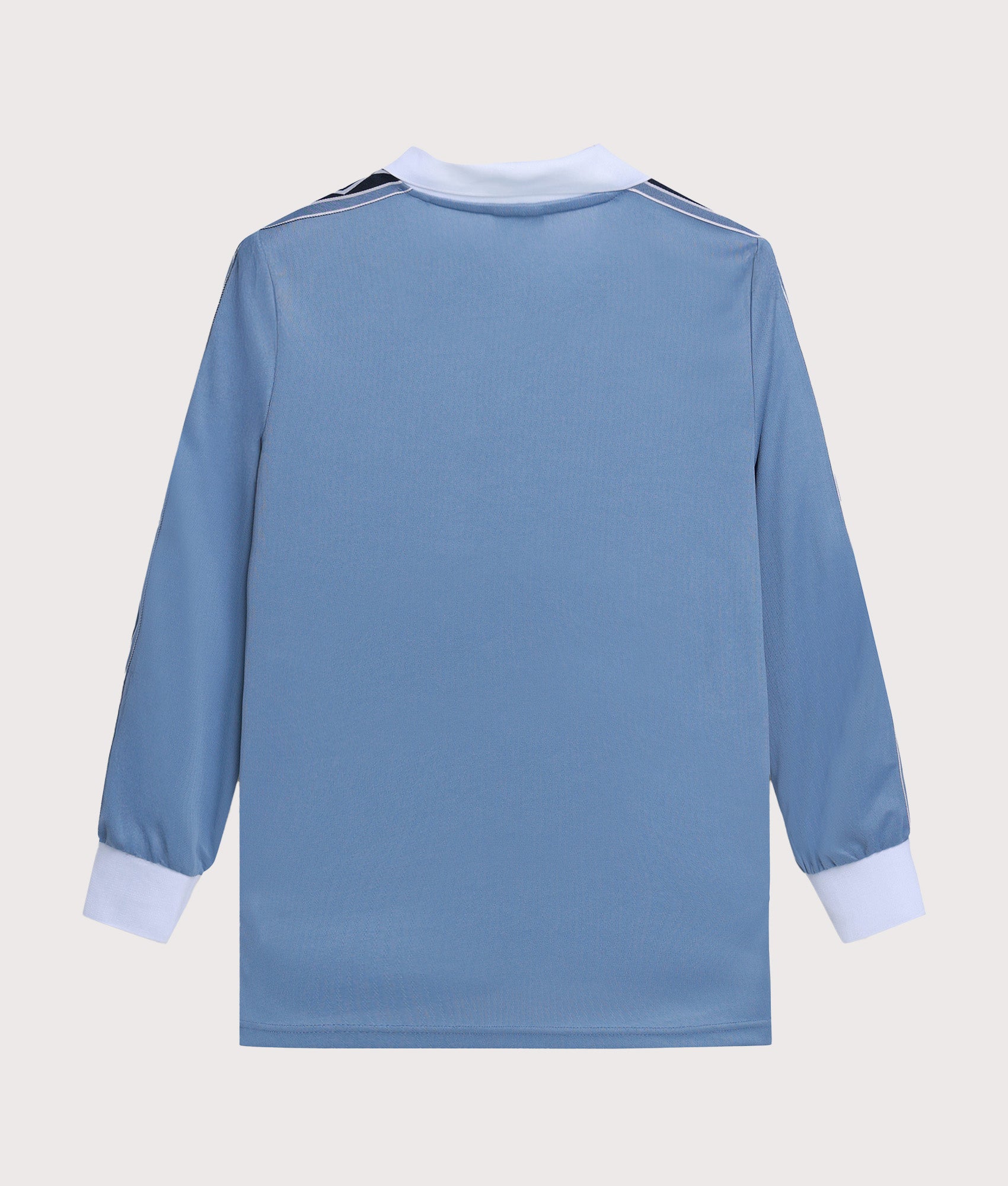 Umbro Taped Long Sleeve Football Jersey in Infinity and Brilliant White at EQVVS Menswear. Back shot.