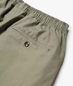 Relaxed Fit Ripstop Cargo Shorts in Sage Green by MKI MIYUKI ZOKU. EQVVS Detail Shot.