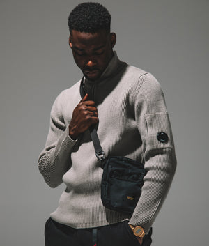 CP Company Quarter Zip Knitted Jumper in Vintage Khaki CP Company Quarter Zip Knitted Jumper in Vintage Khaki