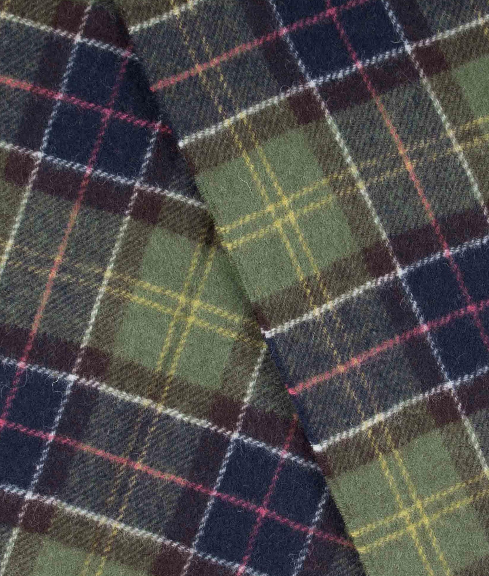 Barbour Lifestyle Tartan Scarf in Classic Tartan at EQVVS Menswear. Detail shot.
