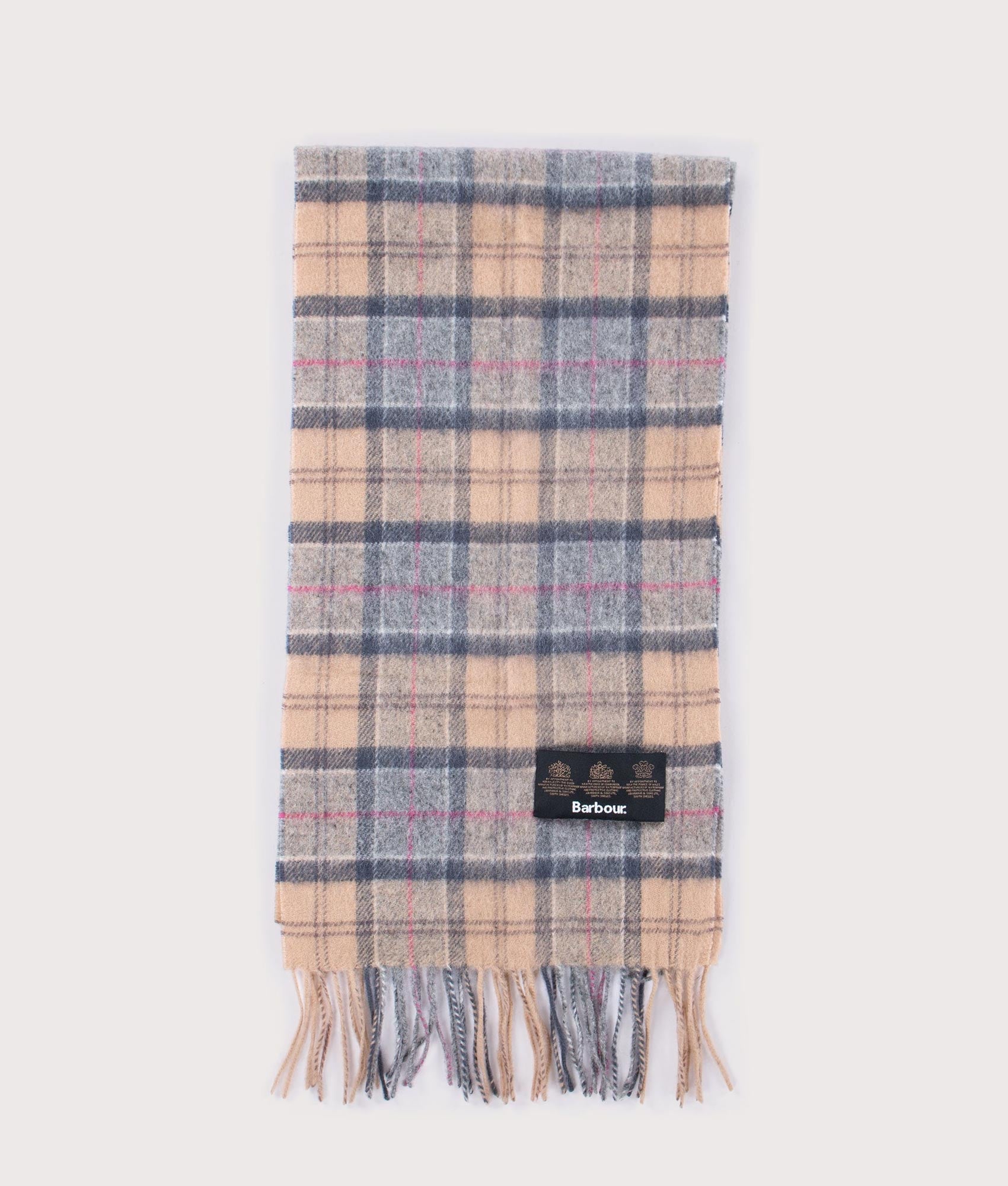 Barbour Lifestyle Tartan Scarf in Dress Tartan at EQVVS Menswear. Front shot.
