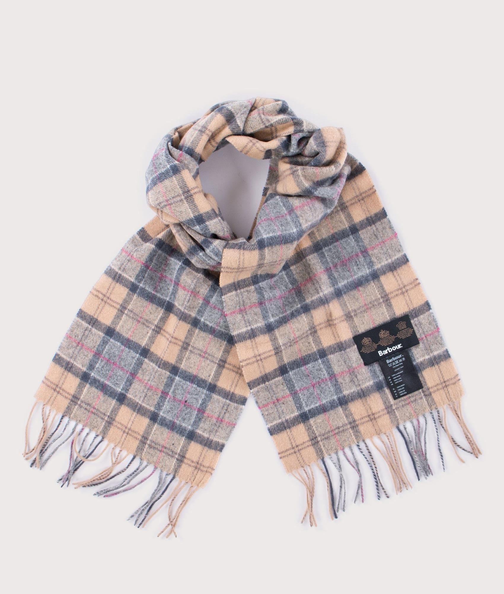 Barbour Lifestyle Tartan Scarf in Dress Tartan at EQVVS Menswear. Roll shot