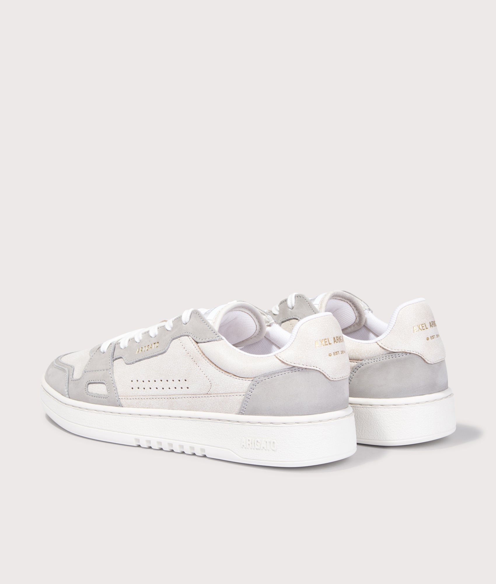 Dice Lo Sneakers in Beige Light Grey by Axel Arigato. EQVVS Back Pair Shot.