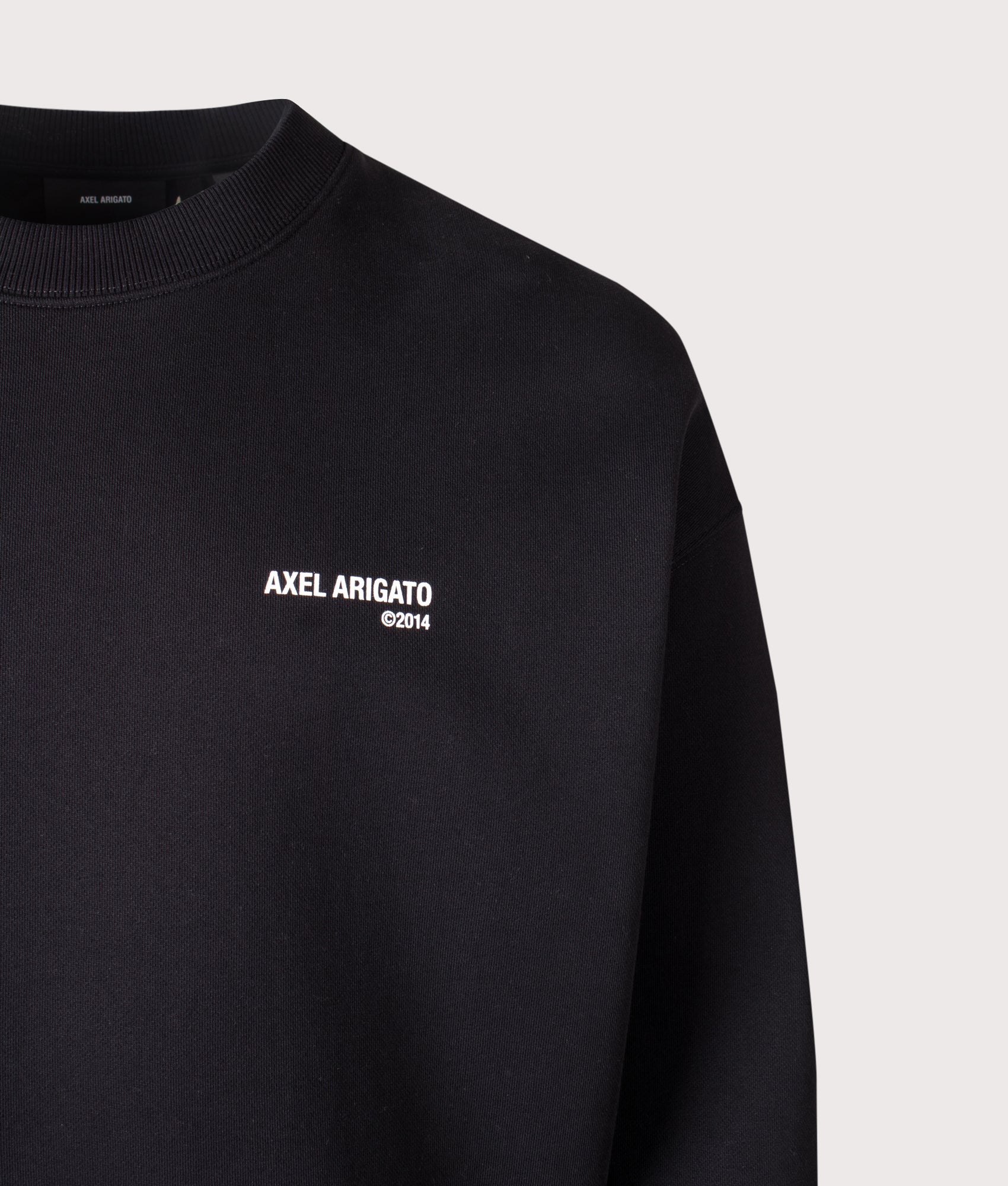 AXEL ARIGATO Legacy Sweatshirt in Black at EQVVS Menswear. Detail shot.