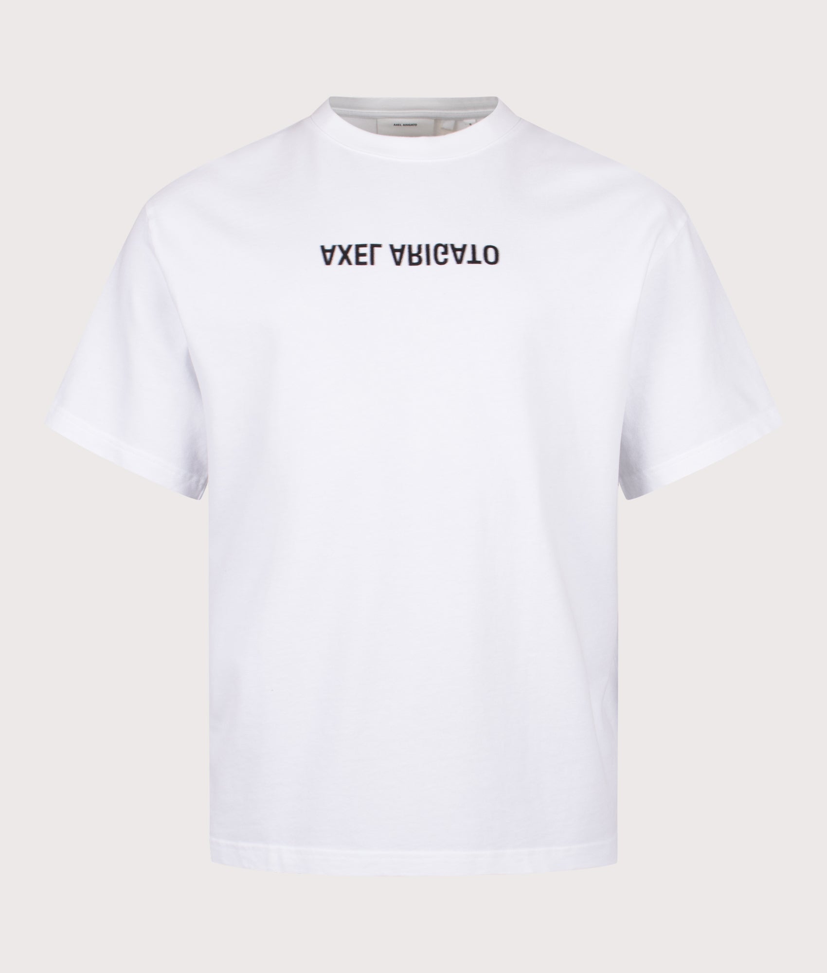 Axel Arigato Distort T-Shirt in White at EQVVS Menswear. Front shot.