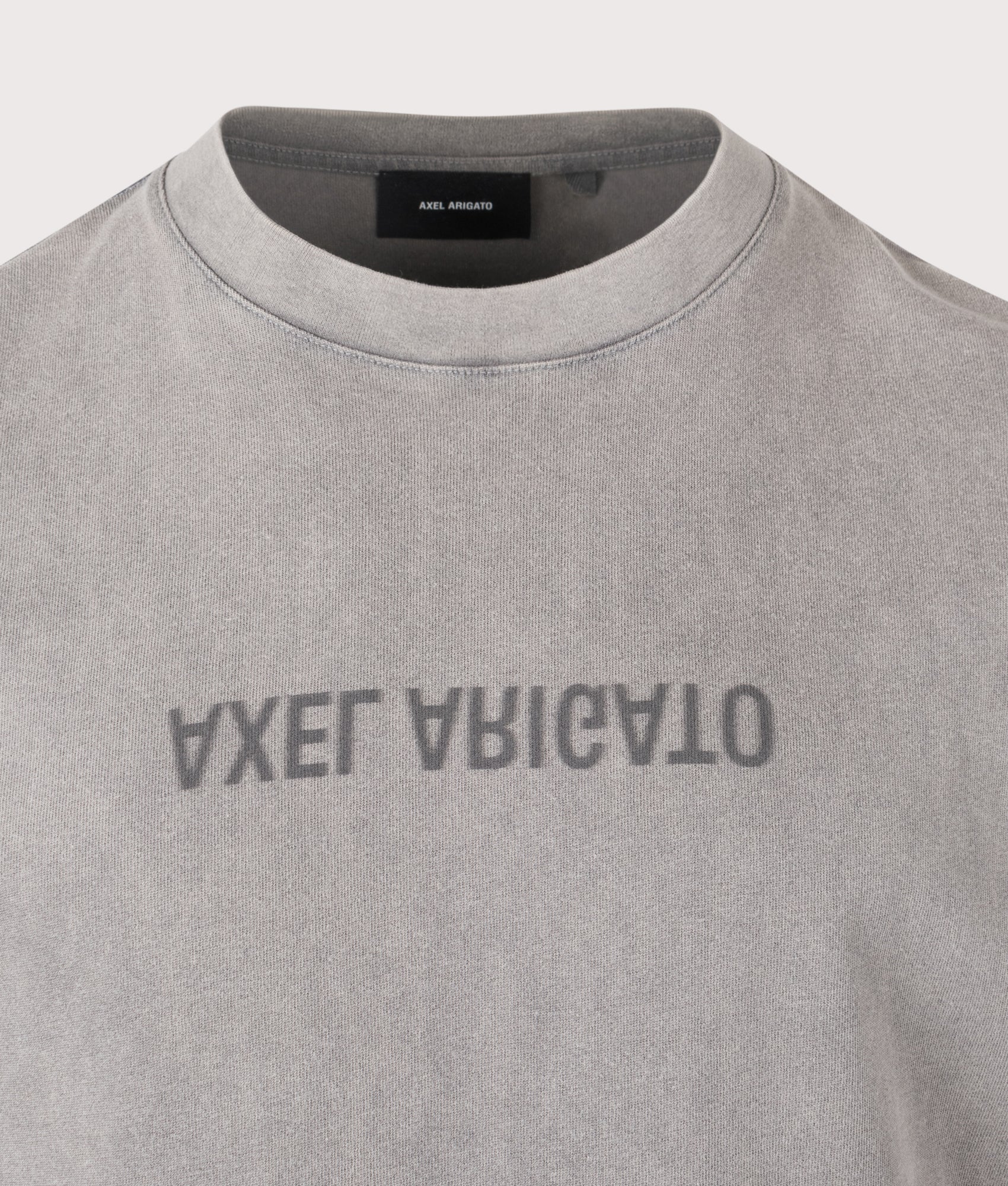 Distort Washed T-Shirt in Steel Grey | 100% Cotton | Axel Arigato | EQVVS | Front detail shot 