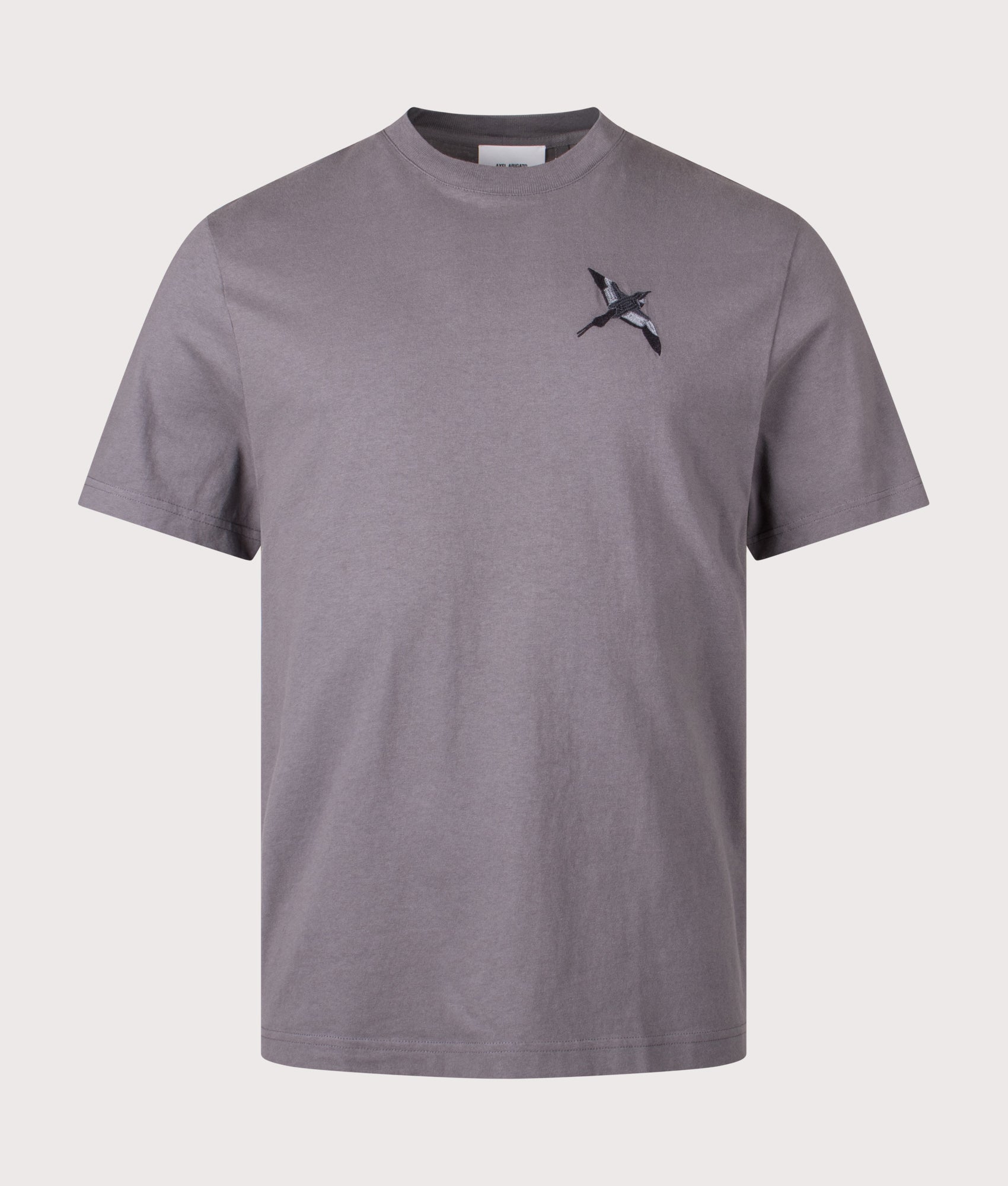 Micro Bee Bird T-Shirt by Axel Arigato in Steel Grey. Shot by EQVVS. Front shot.