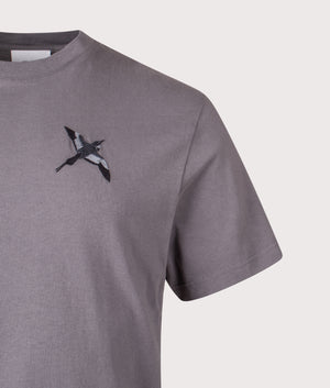 Micro Bee Bird T-Shirt by Axel Arigato in Steel Grey. Shot by EQVVS. Detail shot.