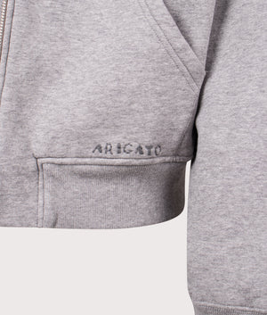 Trey Mélange Hoodie by Axel Arigato in Grey Melange. Shot by EQVVS. Detail shot.