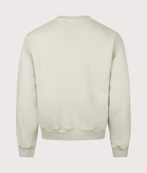Distort Washed Sweatshirt by Axel Aroigato in Dusty Green. Shot by EQVVS. Back shot.