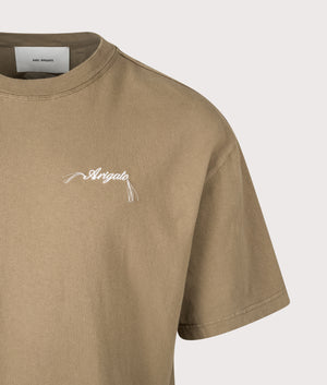 Honor Washed T-Shirt by Axel Arigato in Cedar Brown. Shot by EQVVS. Detail shot. 