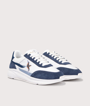 Genesis Neo Bird Runners by Axel Arigato in White/Blue. Shot by EQVVS. Front detail shot.
