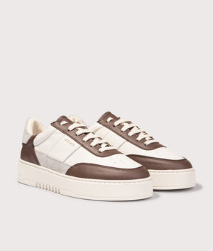 Orbit Vintage Sneakers by Axel Arigato in Orbit Brown. Shot by EQVVS. Front detail shot.