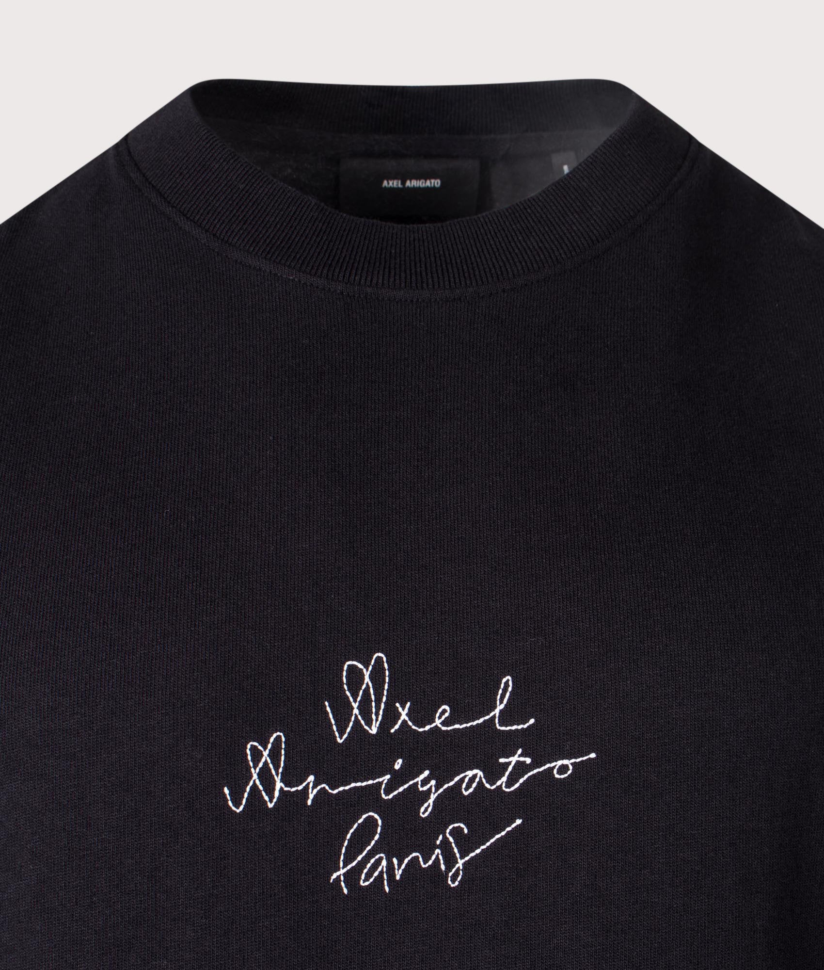 Oversized Fit Paris City T-Shirt in Black | 100% Organic Cotton | Axel Arigato | EQVVS | Front detail shot 