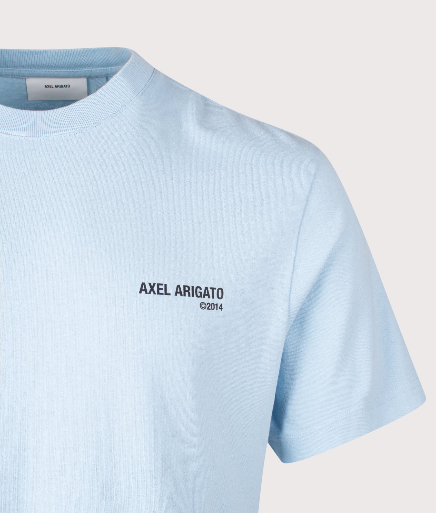 Relaxed Fit Legacy T-Shirt in Powder Blue | 100% Cotton | Axel Arigato | EQVVS | Front detail shot 
