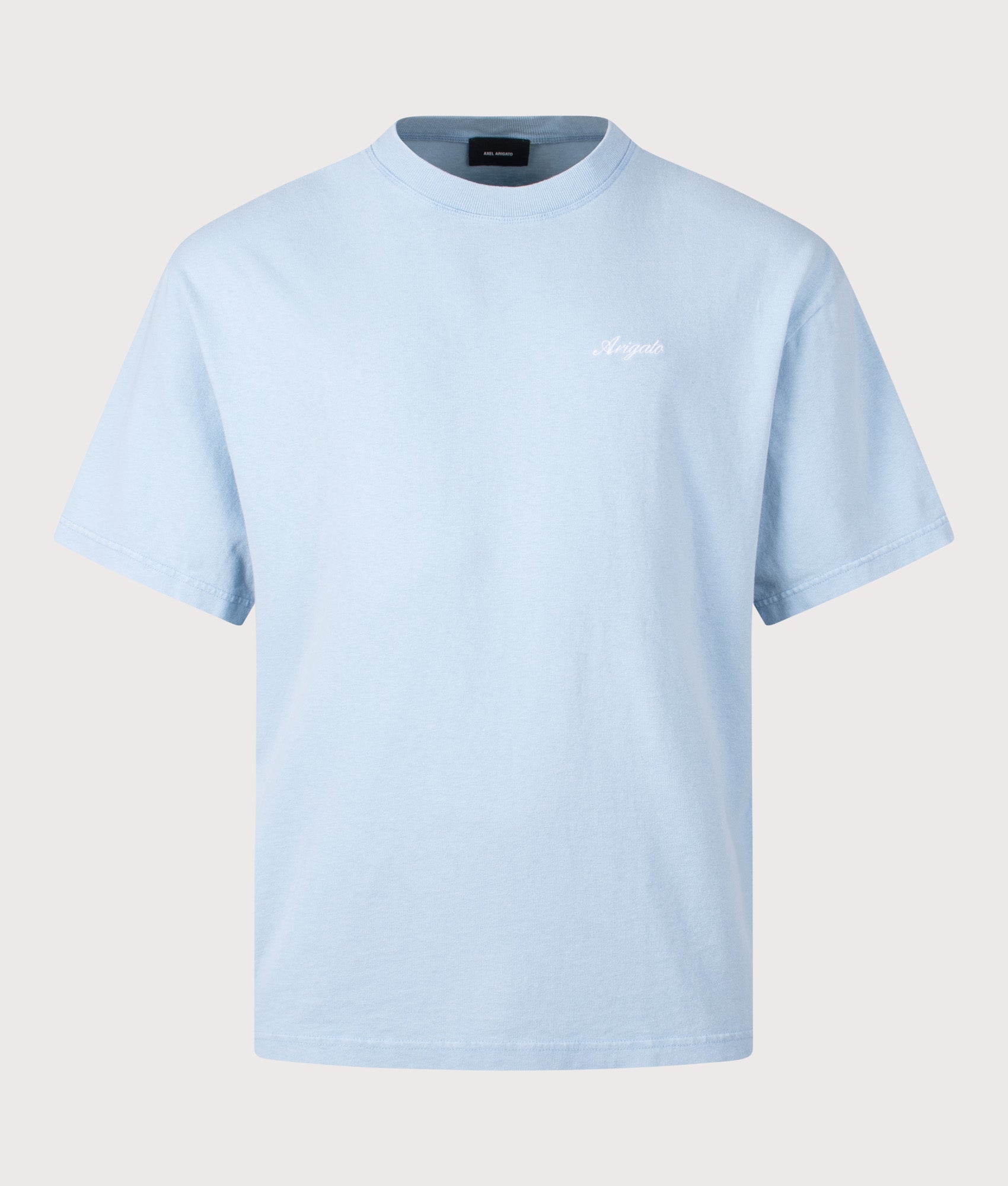 Oversized Fit Honor Washed T-Shirt in Powder Blue | 100% Cotton | Axel Arigato | EQVVS | Front shot 