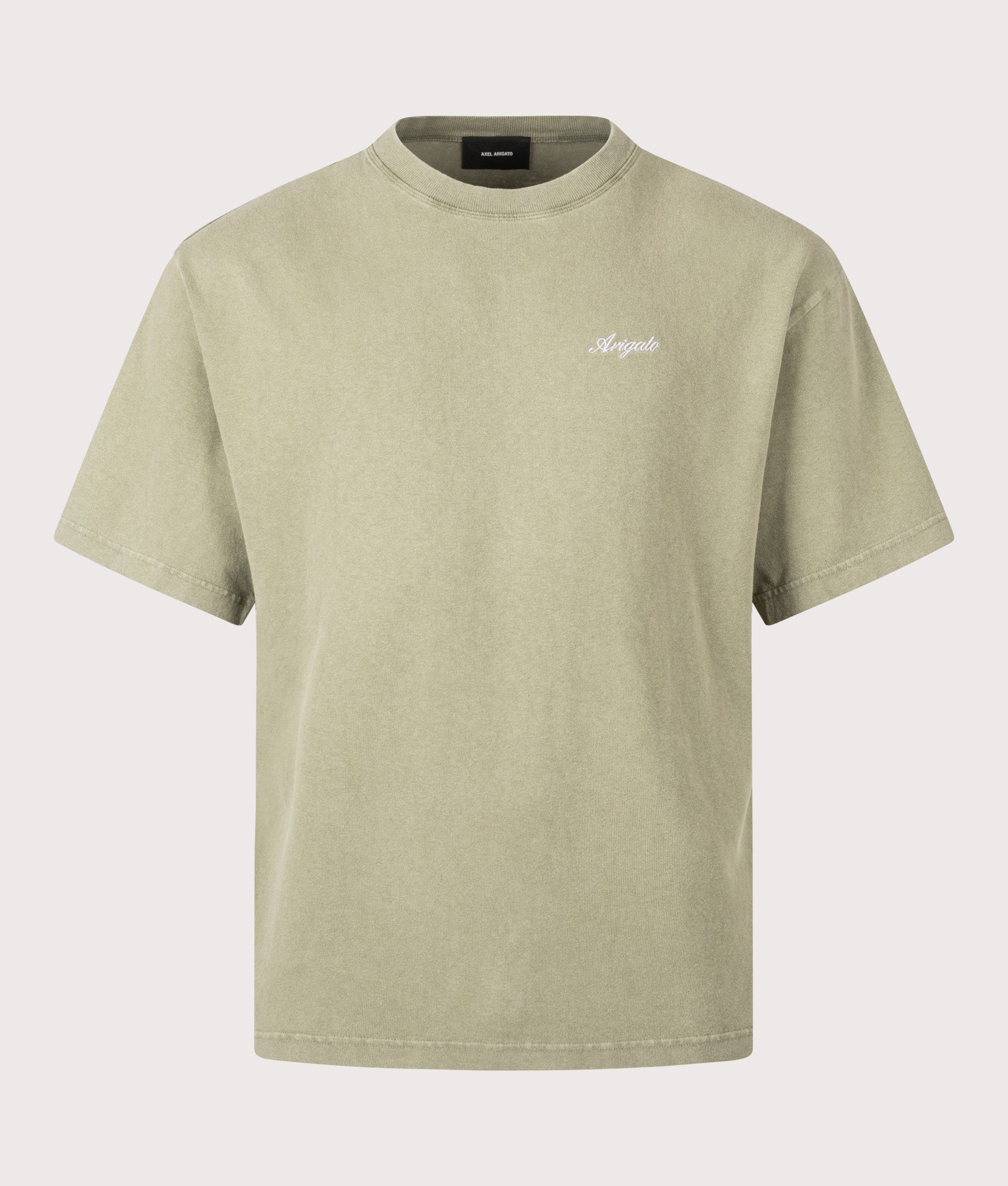 Oversized Fit Honor Washed T-Shirt in Deep Lichen Green | 100% Cotton | Axel Arigato | EQVVS | Front shot 