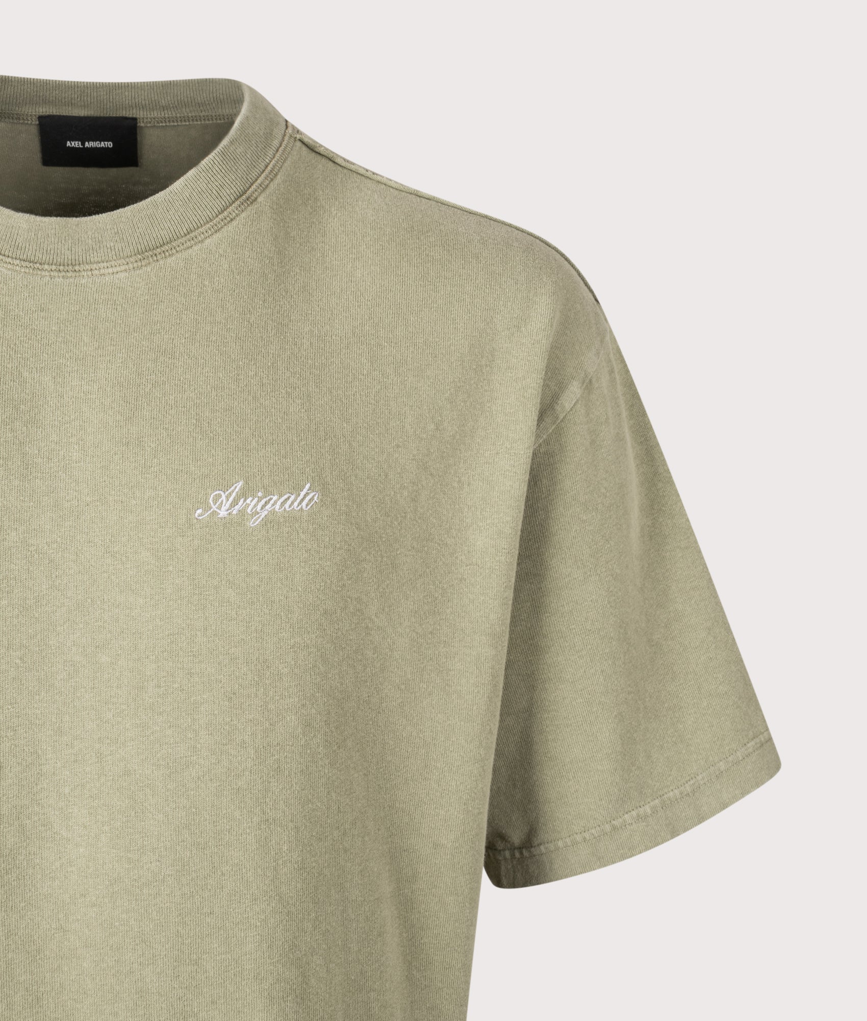 Oversized Fit Honor Washed T-Shirt in Deep Lichen Green | 100% Cotton | Axel Arigato | EQVVS | Front angle shot 