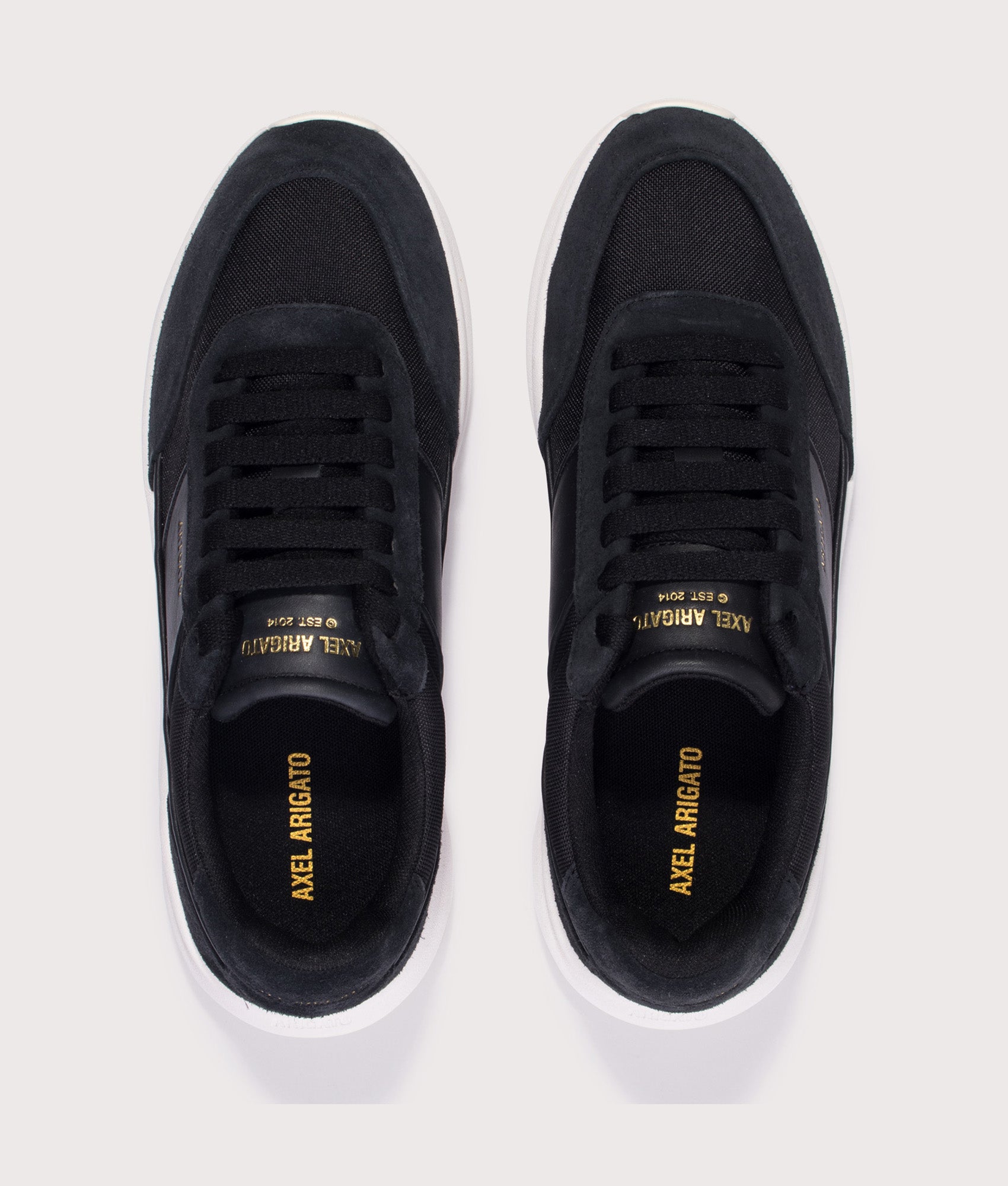 Axel Arigato Genesis Neo Runners in Black/White at EQVVS Menswear. Top shot.