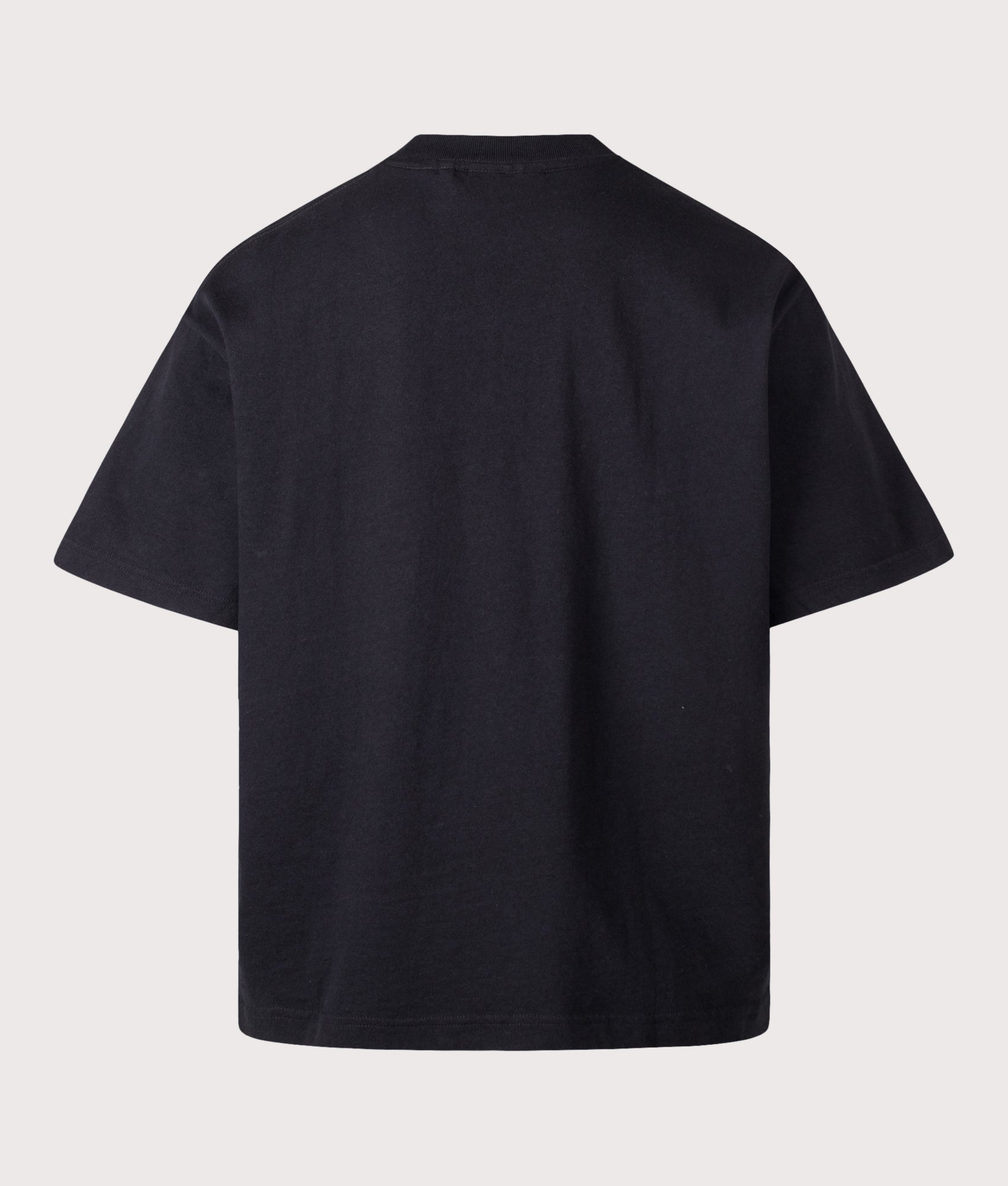 Axel Arigato Oversized Fit NYC Sky T-Shirt in Black at EQVVS Menswear. Back shot.
