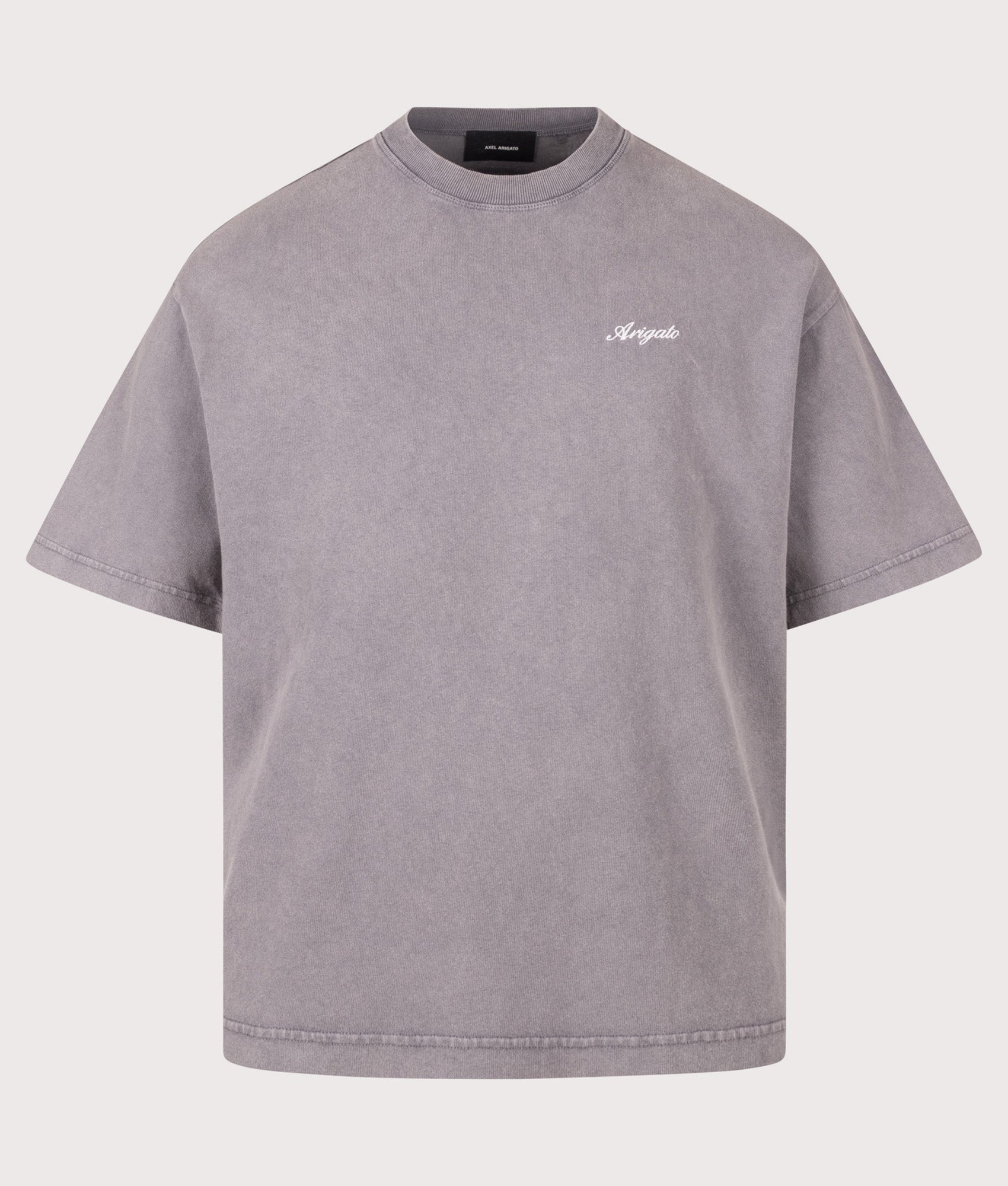 Axel Arigato Oversized Fit Honor Washed T-Shirt in Smoke Grey at EQVVS Menswear. Front shot.