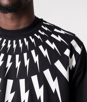 Tシャツ・カットソー Neil Barrett Fairisle Thunderbolt T-Shirt Neil Barrett Slim Fit FAIRISLE THUNDERBOLT T-Shirt men
