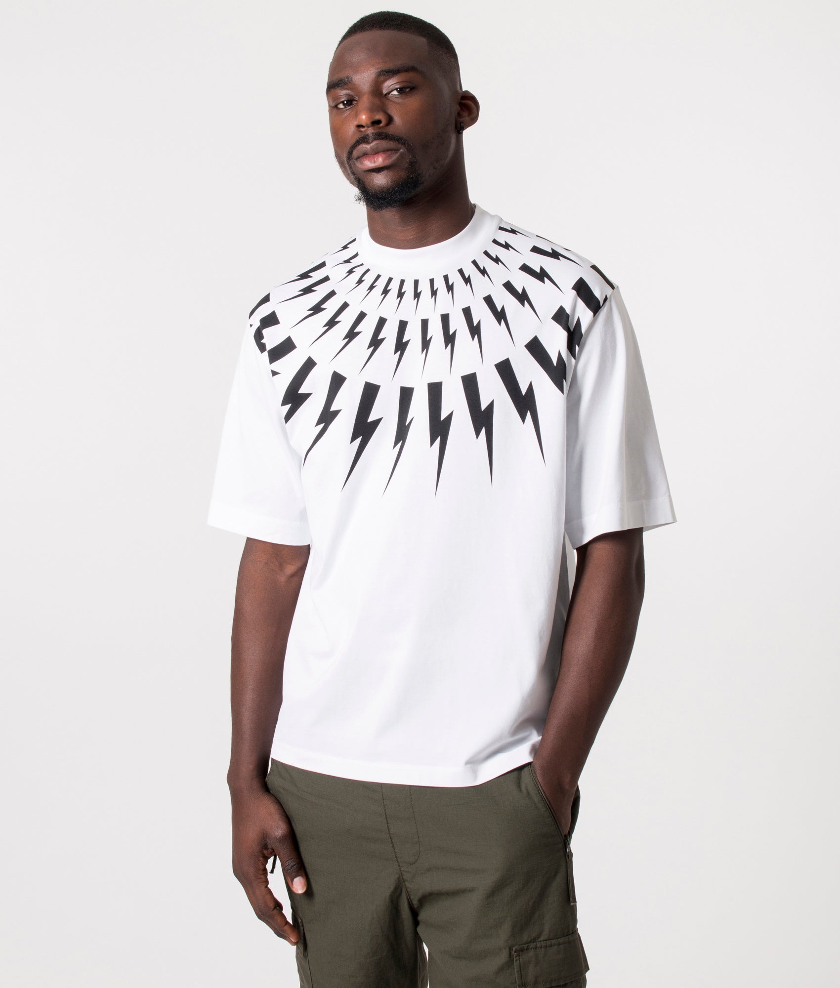 Fair-Isle-Thunderbolt-T-Shirt-White/Black-Neil-Barrett-EQVVS