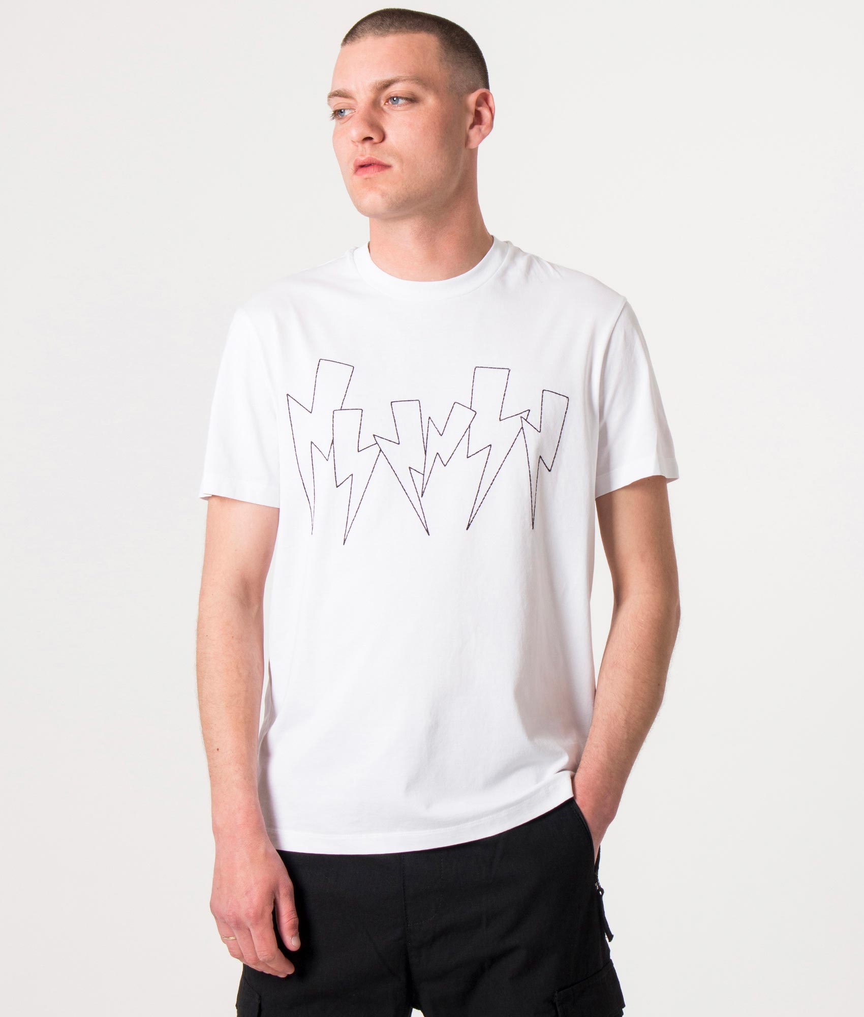Slim-Fit-Jumbled-Bolts-T-Shirt-White/Black-Neil-Barrett-EQVVS