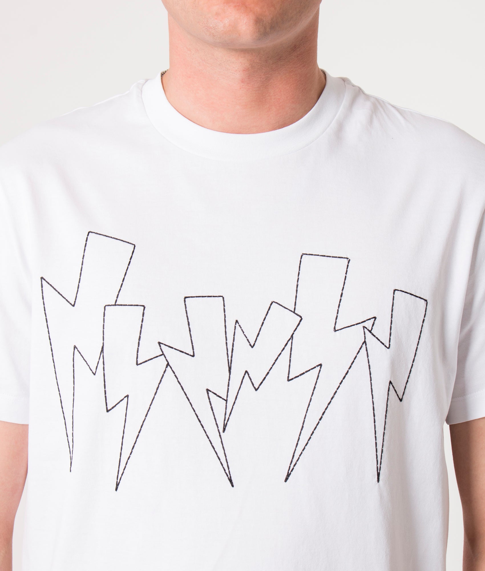 Slim-Fit-Jumbled-Bolts-T-Shirt-White/Black-Neil-Barrett-EQVVS