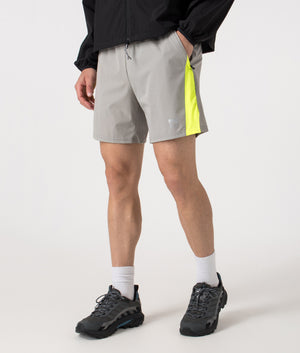 Zone Shorts by Reflect in Grey/Neon. Shot by EQVVS. Front angled shot.
