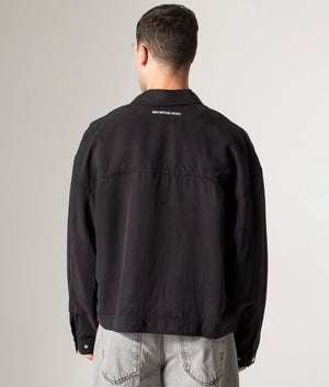 Sandwash Cupro Trucker Jacket in Black | MKI MIYUKI ZOKU | Shot at EQVVS | Back model shot