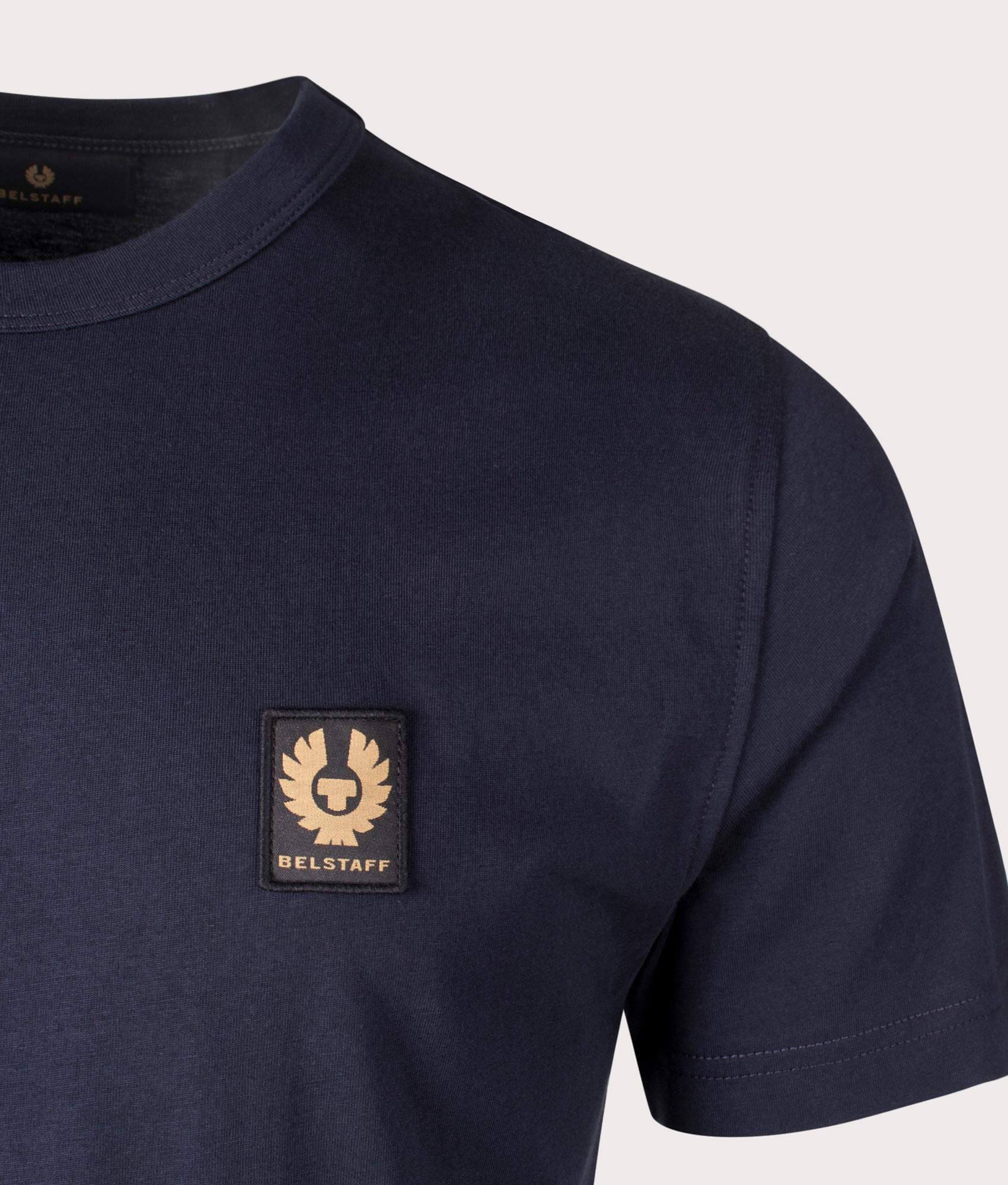 Belstaff T-Shirt in Dark Ink at EQVVS Menswear. Detail shot.