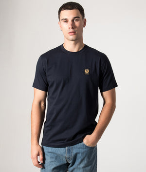 Belstaff T-Shirt in Dark Ink at EQVVS Menswear. Model front shot.