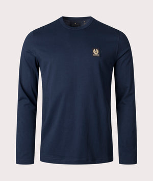 Long Sleeved Belstaff T-Shirt, Navy, EQVVS, front shot