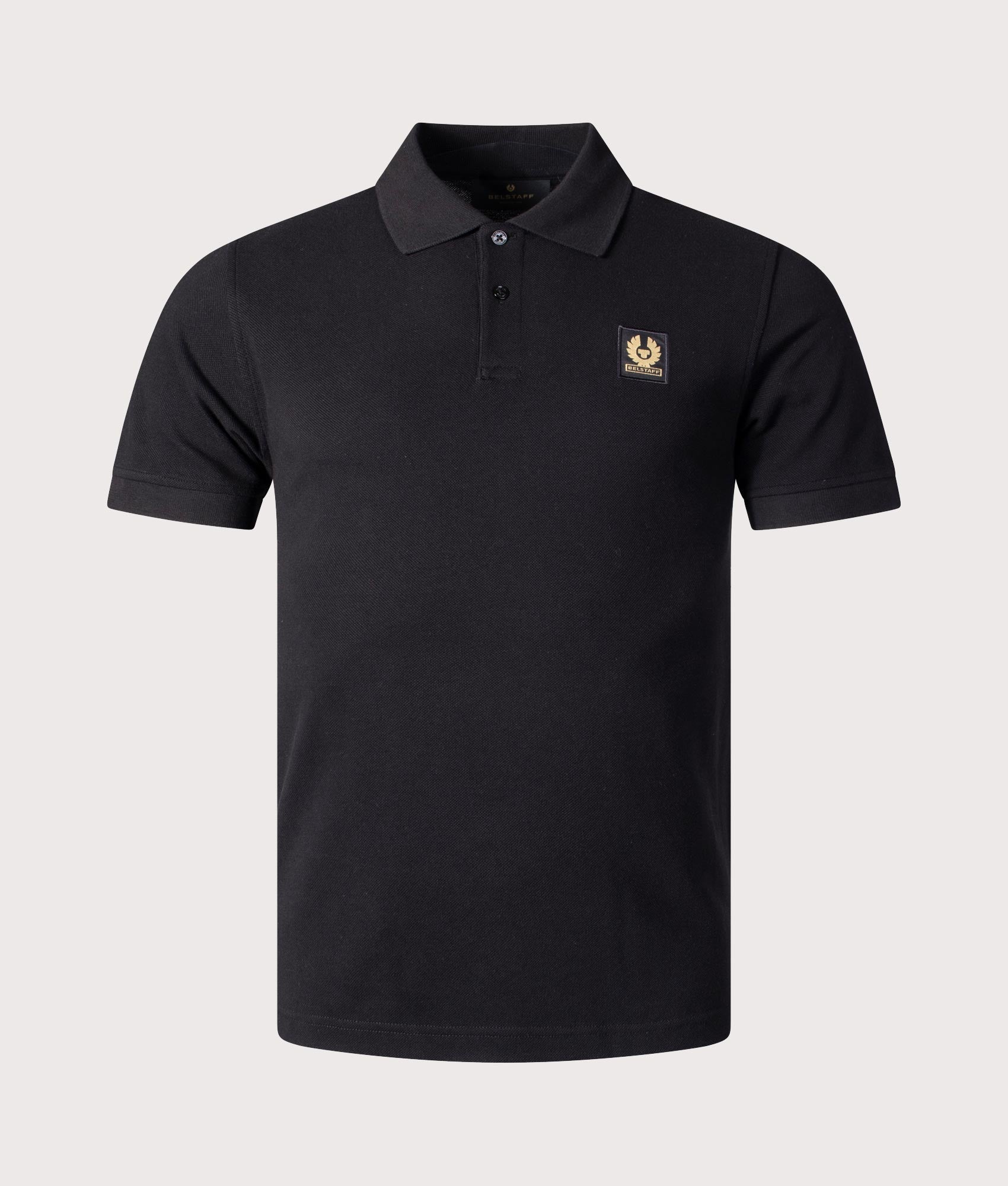 Belstaff Polo Shirt in Black at EQVVS Menswear. Front shot.