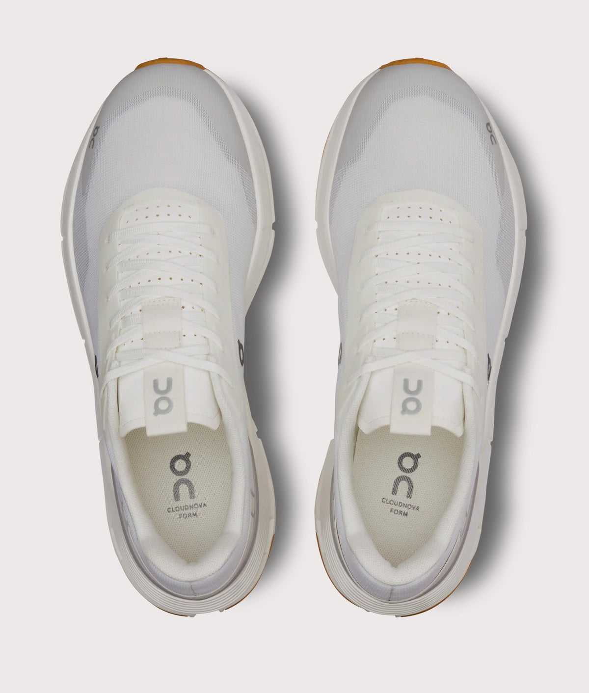 On Cloudnova Form 2 Sneakers in White and Ivory at EQVVS Menswear. Top shot.