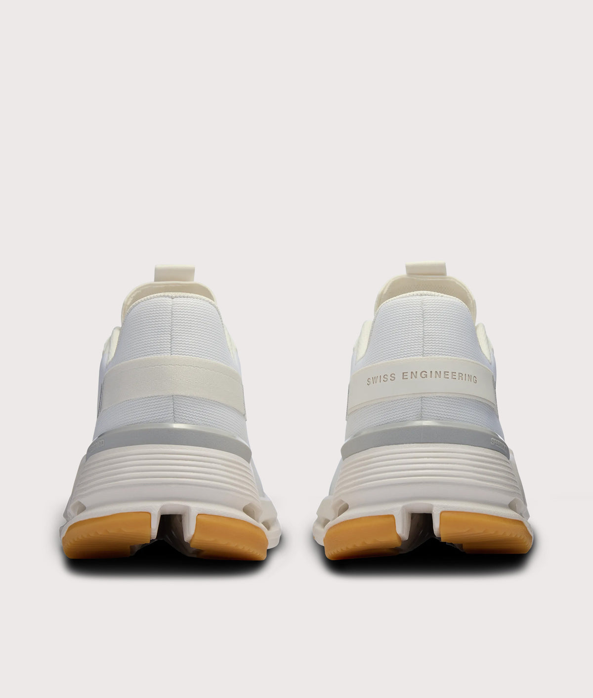 On Cloudnova Form 2 Sneakers in White and Ivory at EQVVS Menswear. Rear shot.