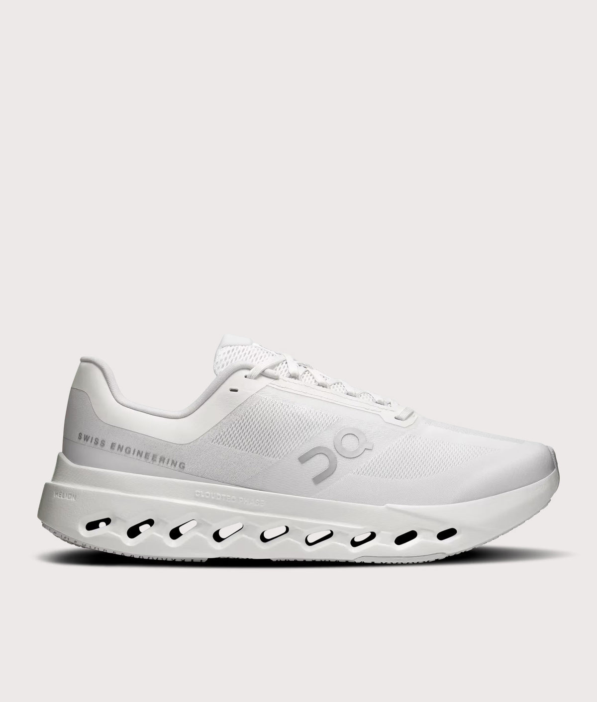 On Cloudsurfer Next Sneakers in White/White at EQVVS Menswear. Side shot.