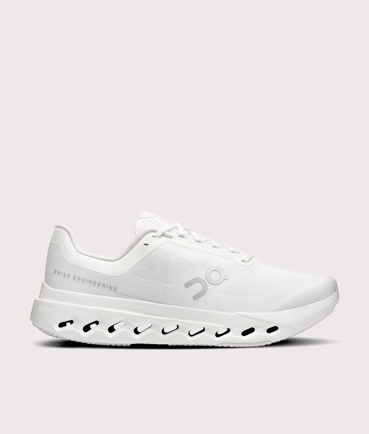 On Cloudsurfer Next Sneakers in White/White at EQVVS Menswear. Side shot.