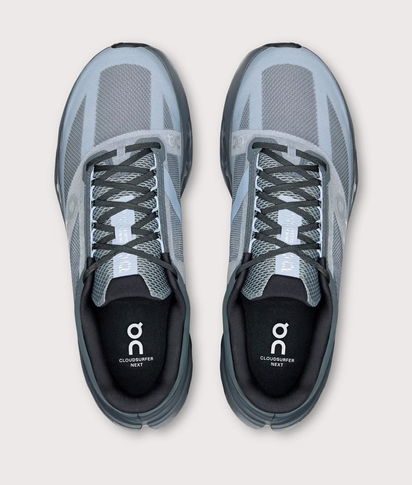 On Cloudsurfer Next Sneakers in Stone/Marsh at EQVVS Menswear. Top shot.