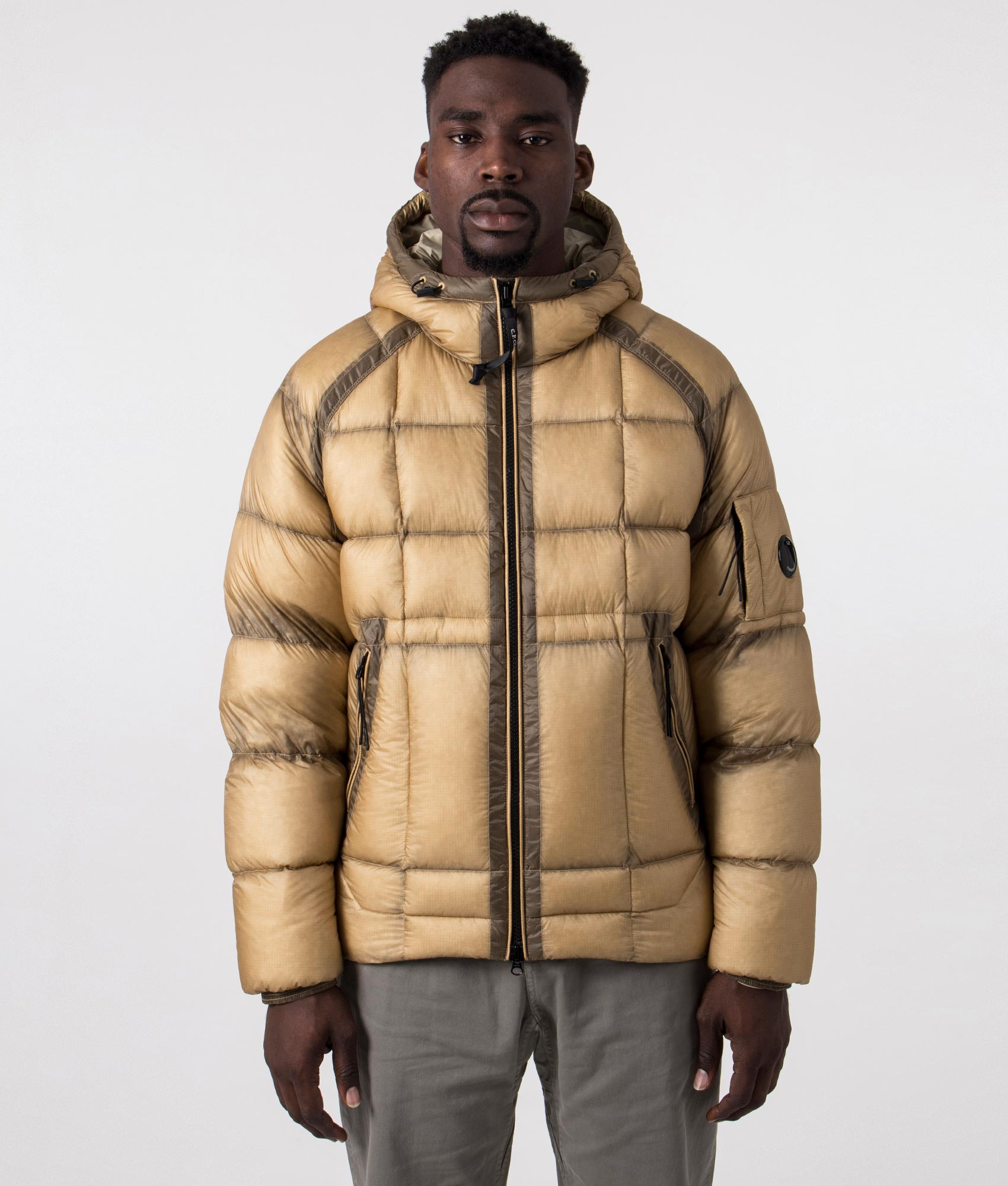 D.D. Shell Hooded Down Jacket in Mojade Desert | C.P. Company | EQVVS
