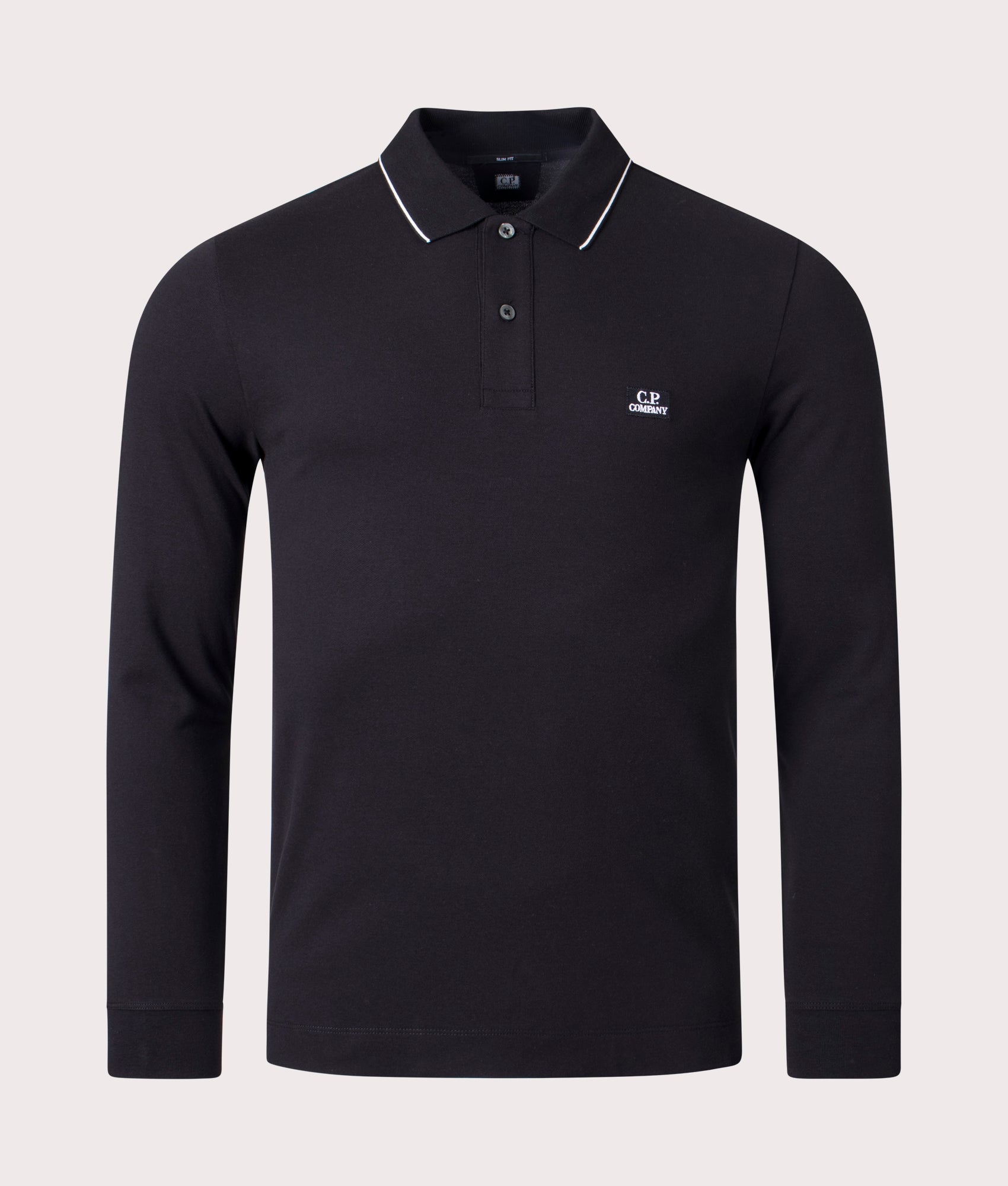 Slim-Fit-Long-Sleeve-Stretch-Piquet-Striped-Polo-Shirt-Black-C.P.-Company-EQVVS