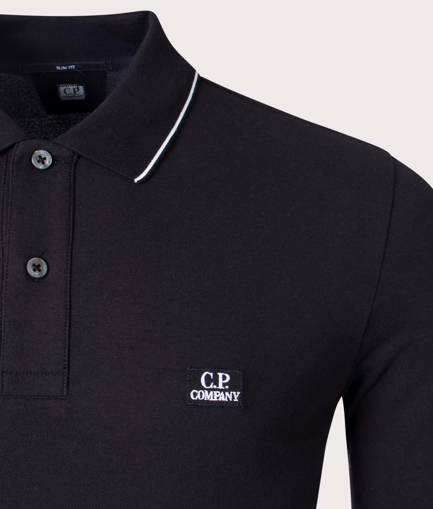 Slim-Fit-Long-Sleeve-Stretch-Piquet-Striped-Polo-Shirt-Black-C.P.-Company-EQVVS