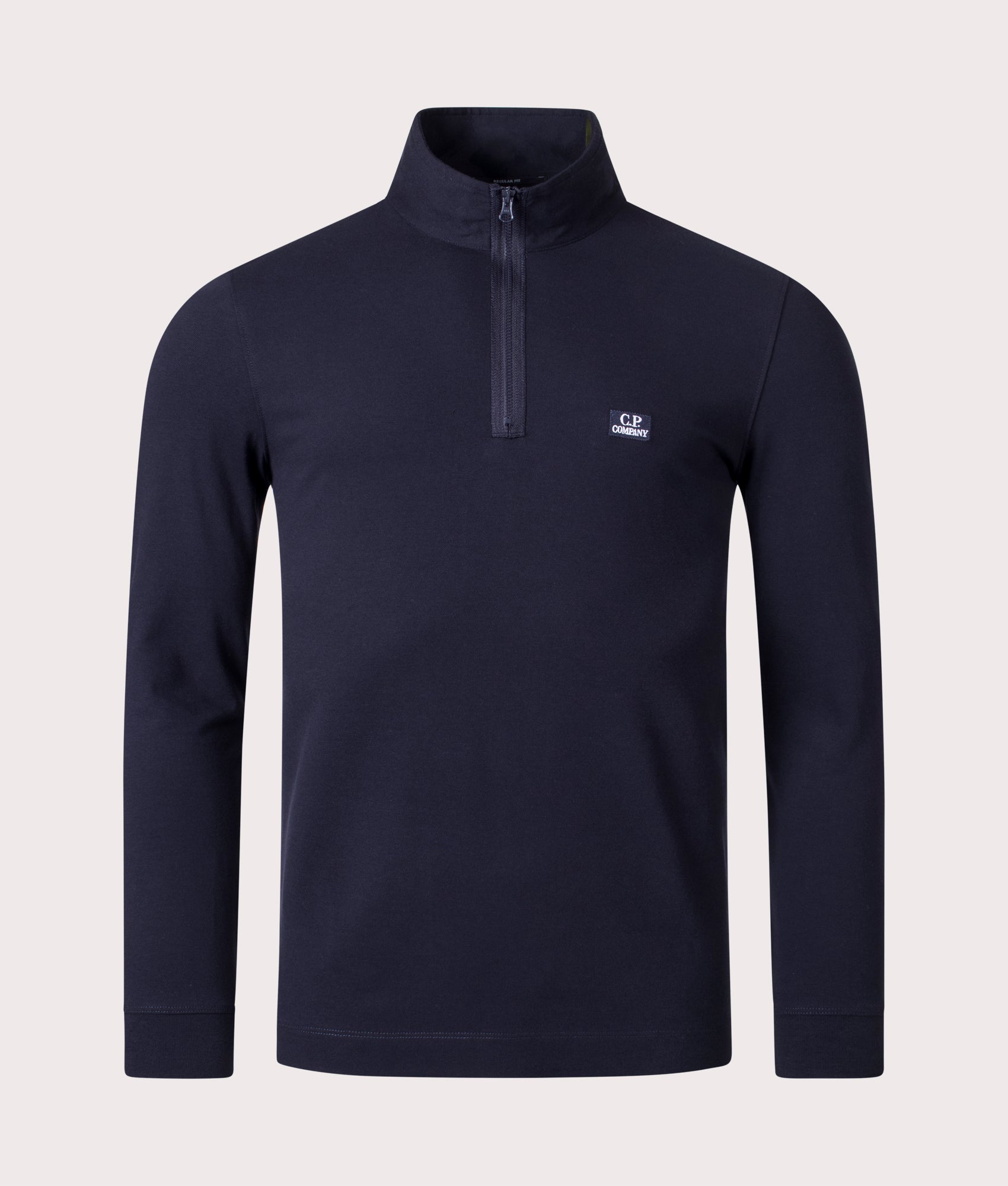 Long-Sleeve-Quarter-Zip-Stretch-Piquet-Polo-Shirt-Total-Eclipse-C.P.-Company-EQVVS