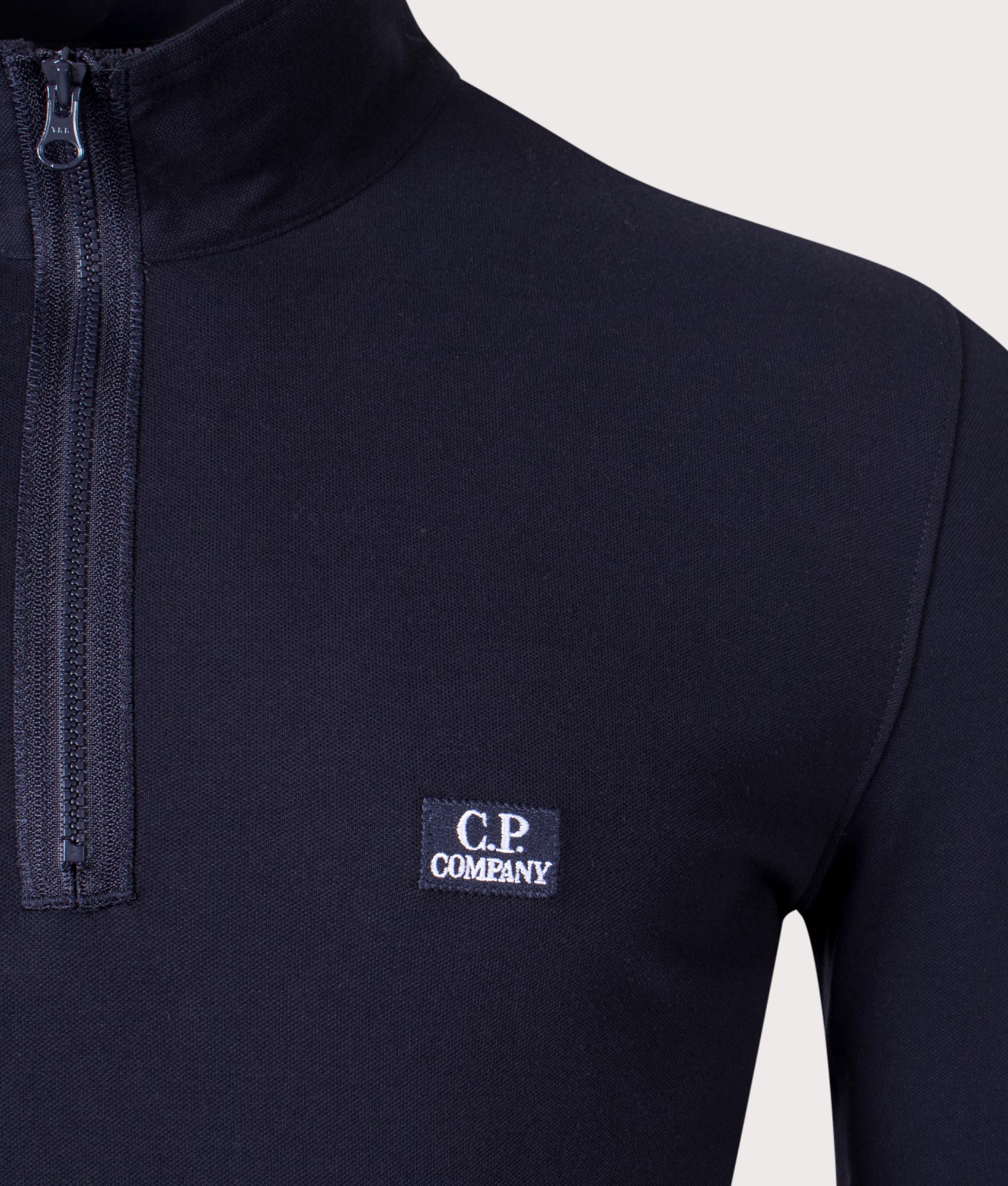 Long-Sleeve-Quarter-Zip-Stretch-Piquet-Polo-Shirt-Total-Eclipse-C.P.-Company-EQVVS
