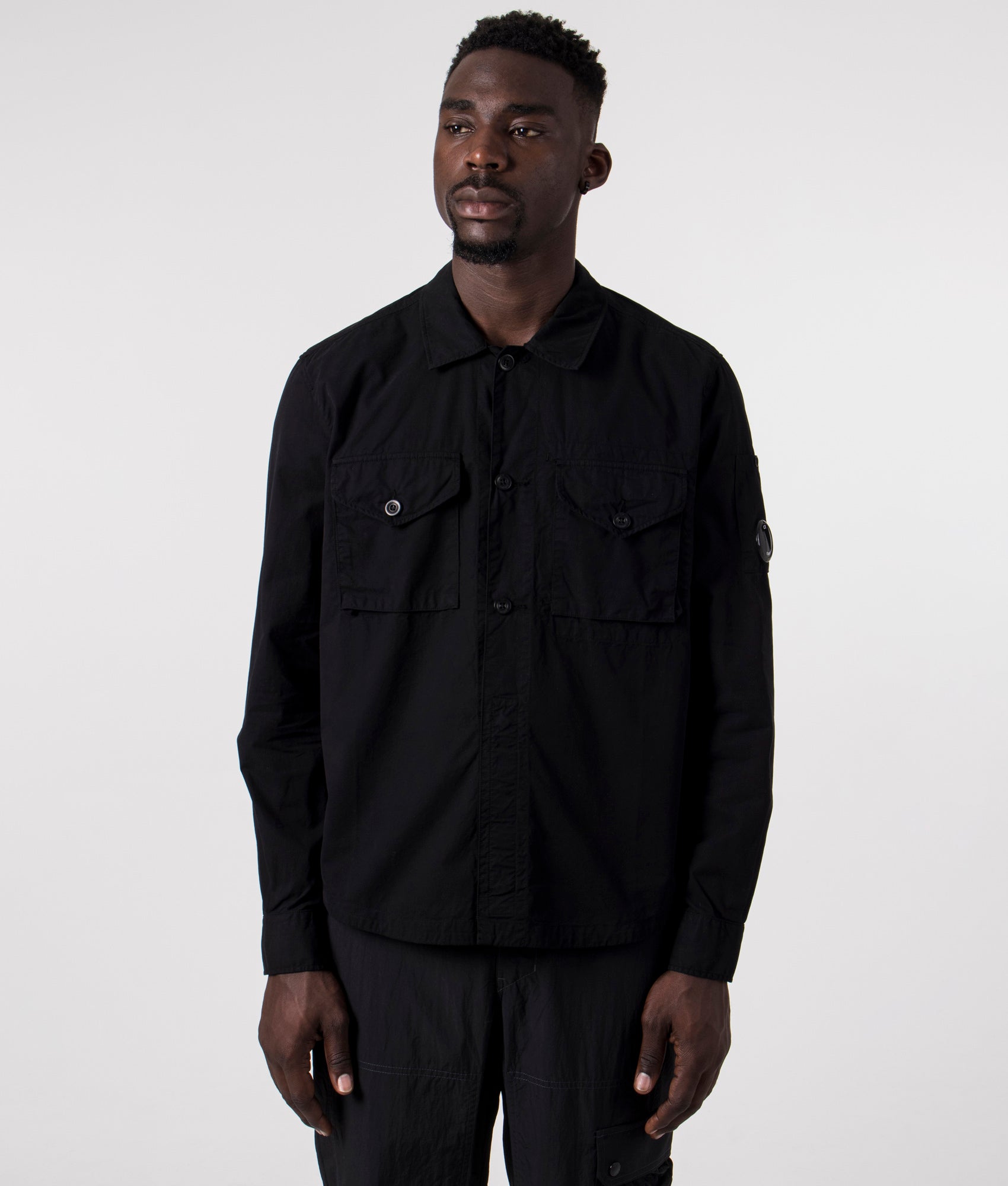 Gabardine-Buttoned-Pockets-Shirt-Black-C.P.-Company-EQVVS
