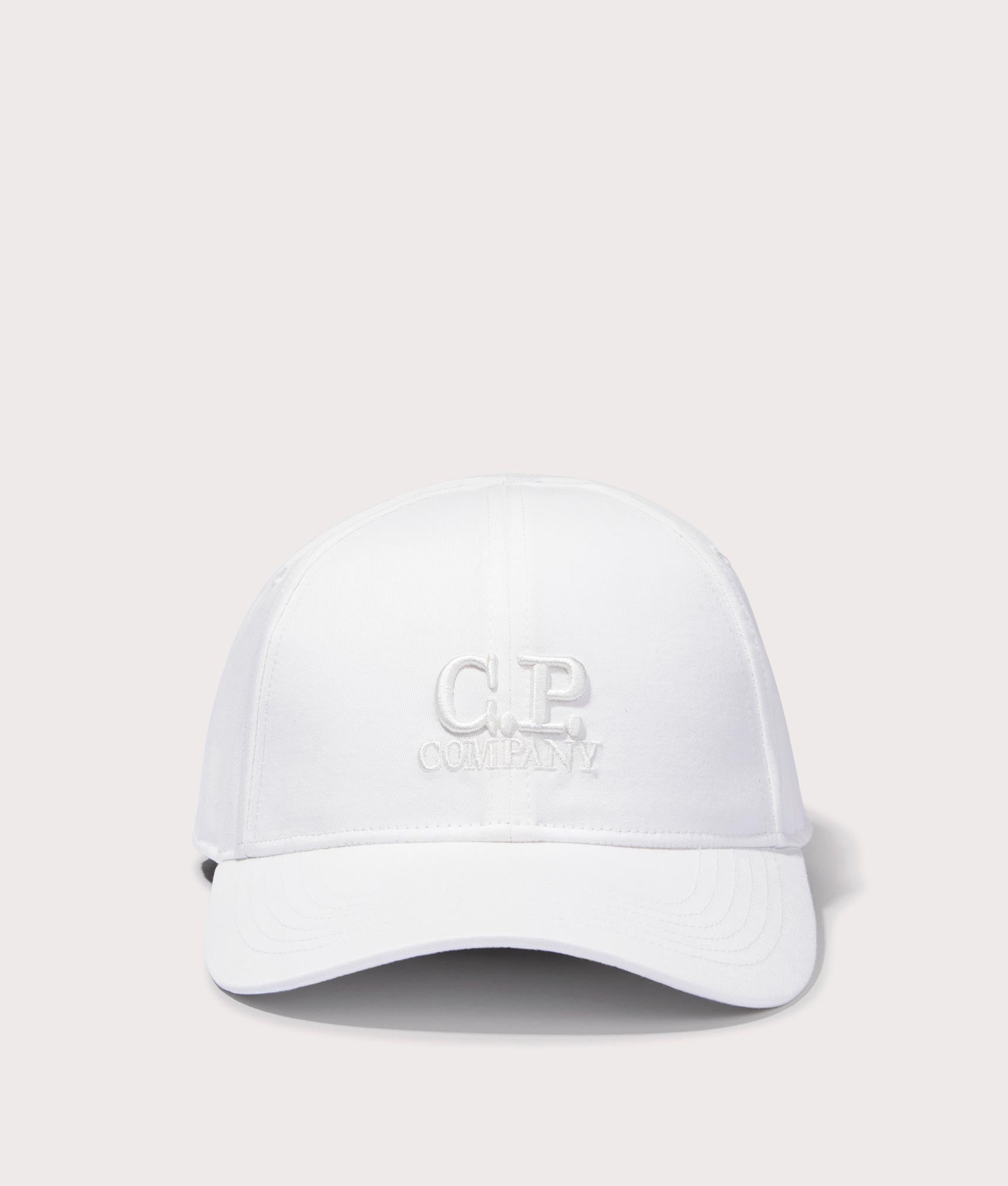 CP Company Gabardine Logo Cap in Gauze White Front Shot EQVVS