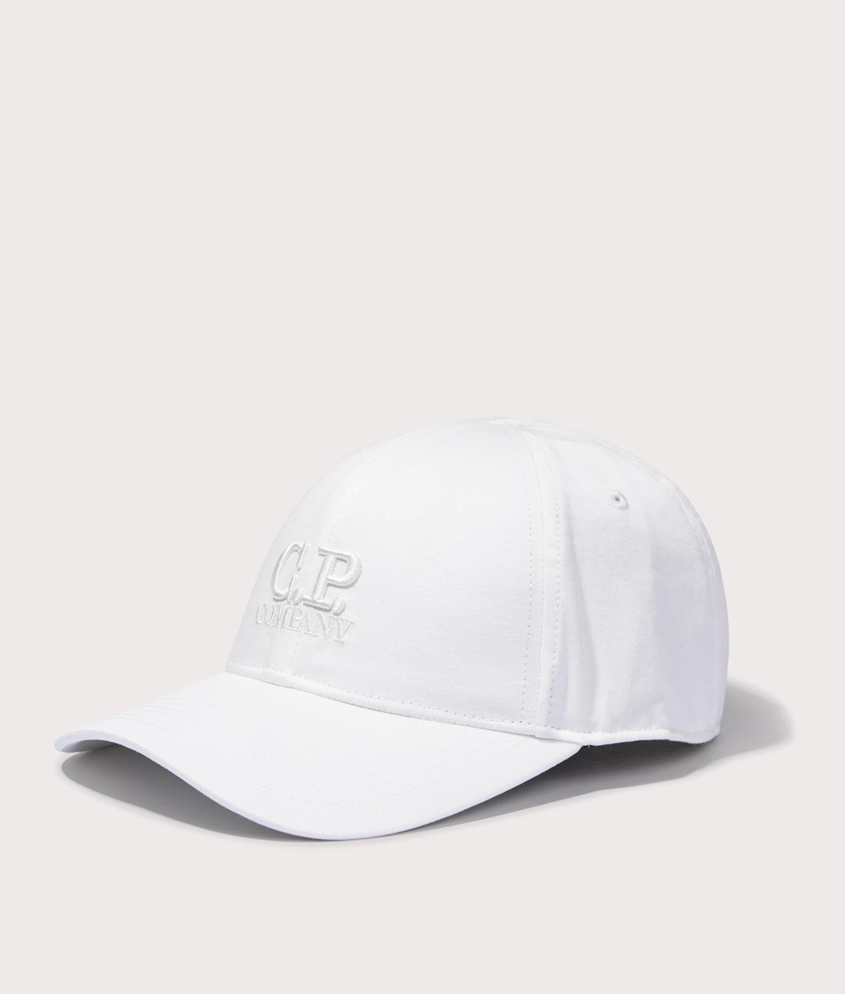 CP Company Gabardine Logo Cap in Gauze White Angle Shot EQVVS